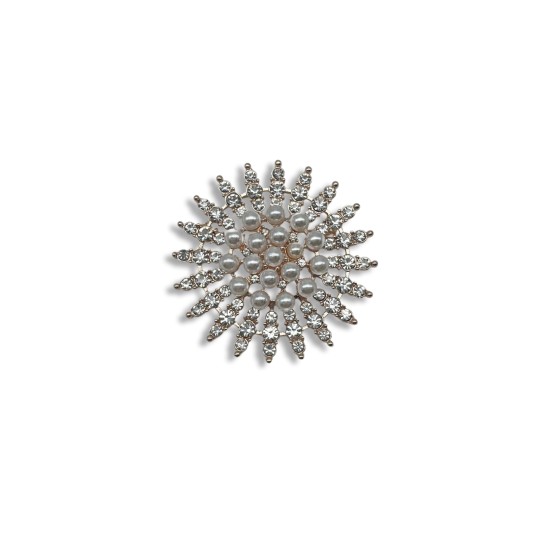 Crystal pearl brooch