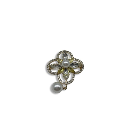 Four-leaf clover crystal brooch