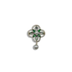 Four-leaf clover crystal brooch
