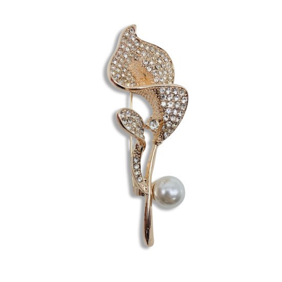 Calla lily pearl brooch