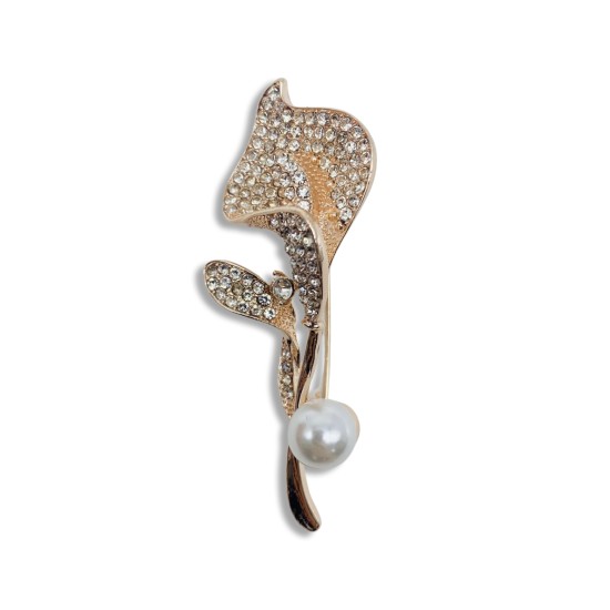 Calla lily pearl brooch