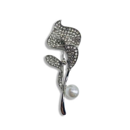 Calla lily pearl brooch