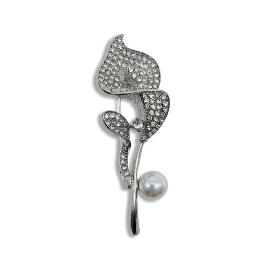 Calla lily pearl brooch